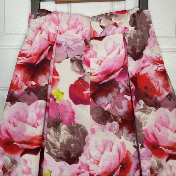 Eliza J Pink Multicolour Floral Midi Full Skirt 0 - Picture 3 of 8